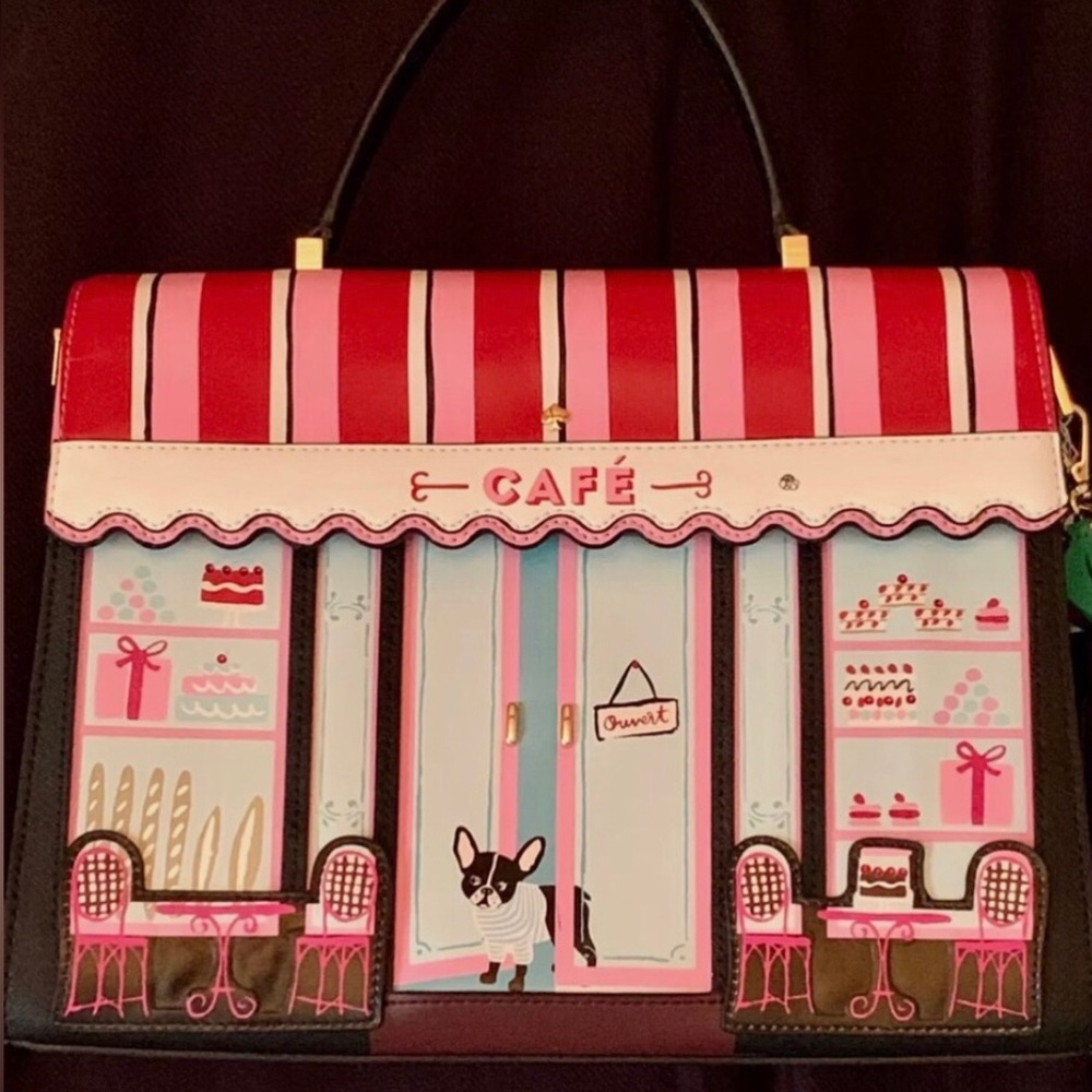 NWT Spade Ma Cherie Cafe Frenchie Dog Novelty Bag